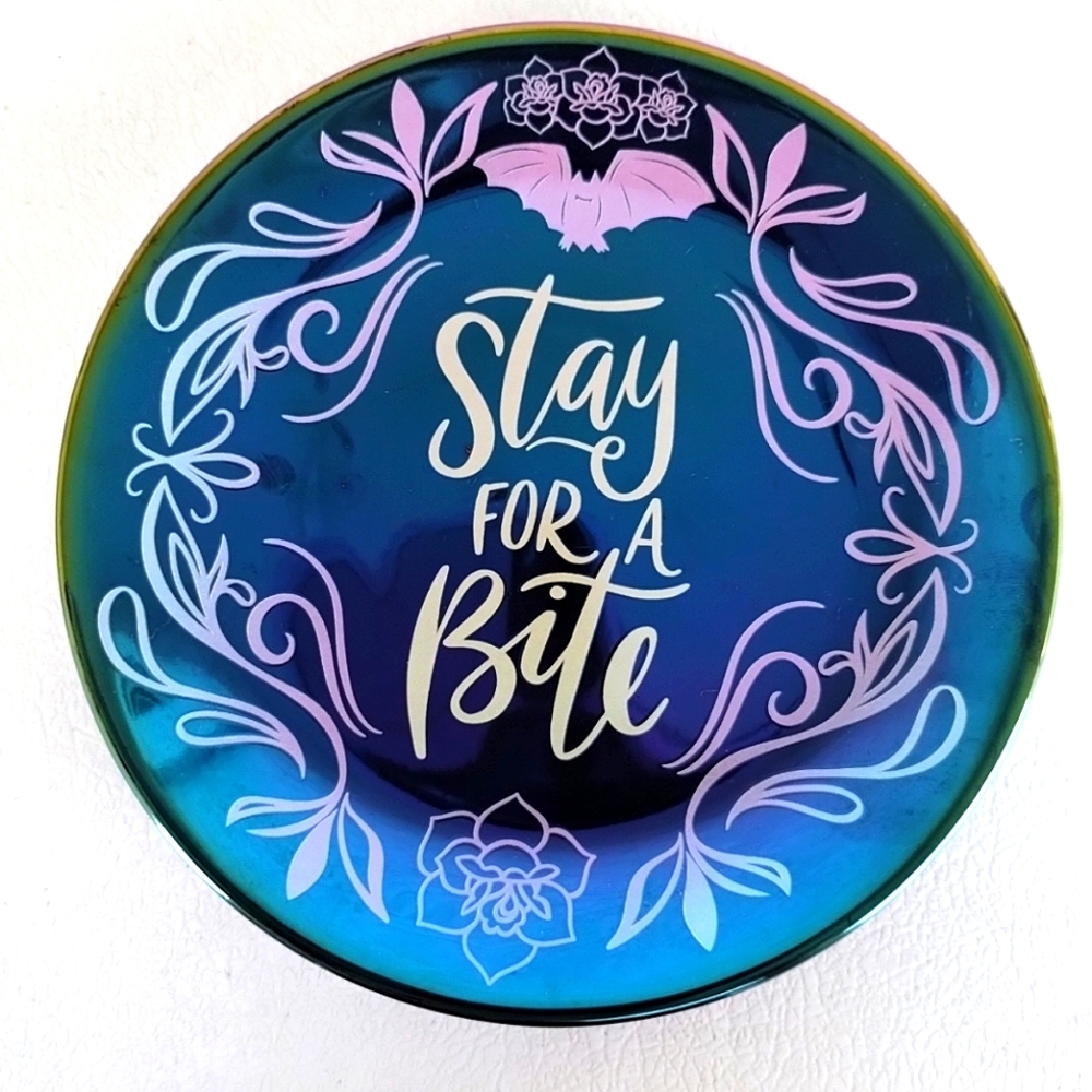 Stay For A Bite Iridescent Tidbit Plate Bat Set Of 4 Bewitched - Picture 8 of 15